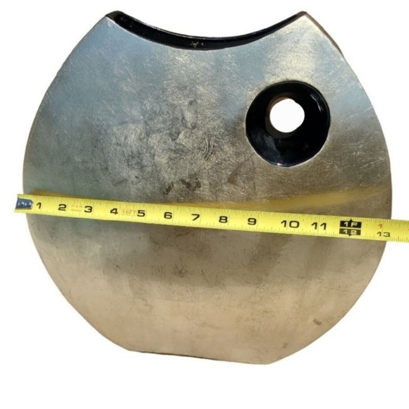 Mid Century Modern Modernist Oval Disc Art Pottery Vase Gold Leaf - Picture 7 of 10